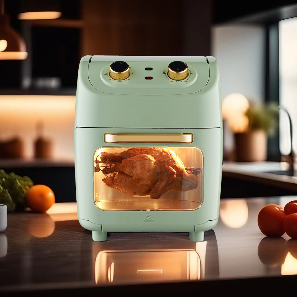 Horno de Aire Multifunción de Gran Capacidad con Doble Perilla de Control Mecánico, Indicador Luminoso, Ventana de Visualización y Asa Grande