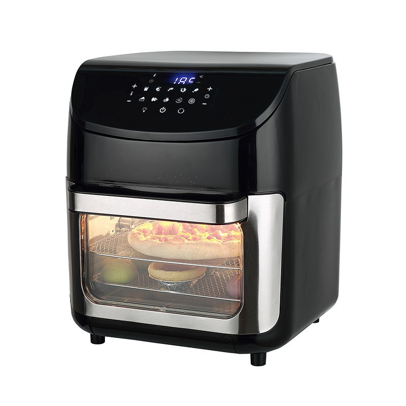 Horno de aire multifunción de gran capacidad, cuadrado, de 12 L y con mango grande, con pantalla táctil LCD inclinada, visible al tacto
