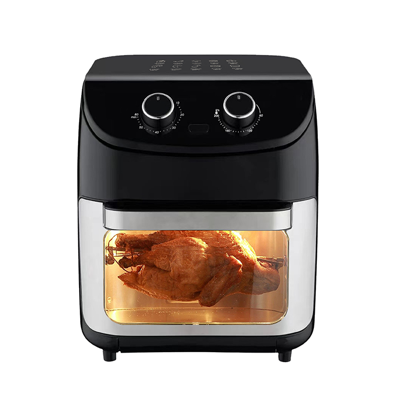 Horno de aire multifunción de gran capacidad, cuadrado, de 12 L y con mango grande, con pantalla táctil LCD inclinada, visible al tacto