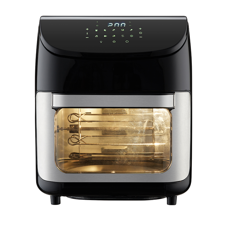 Horno de aire multifunción de gran capacidad, cuadrado, de 12 L y con mango grande, con pantalla táctil LCD inclinada, visible al tacto