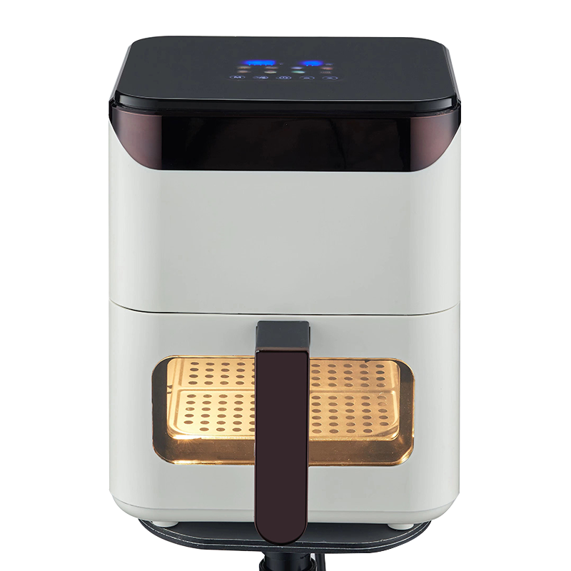 Freidora de aire multifunción con mango vertical de 3,8 L y tamaño cuadrado, visible al tacto, con pantalla LCD superior