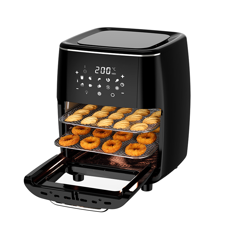 Horno de aire multifunción multifunción de gran capacidad con asa cómoda y pantalla LCD frontal visible al tacto